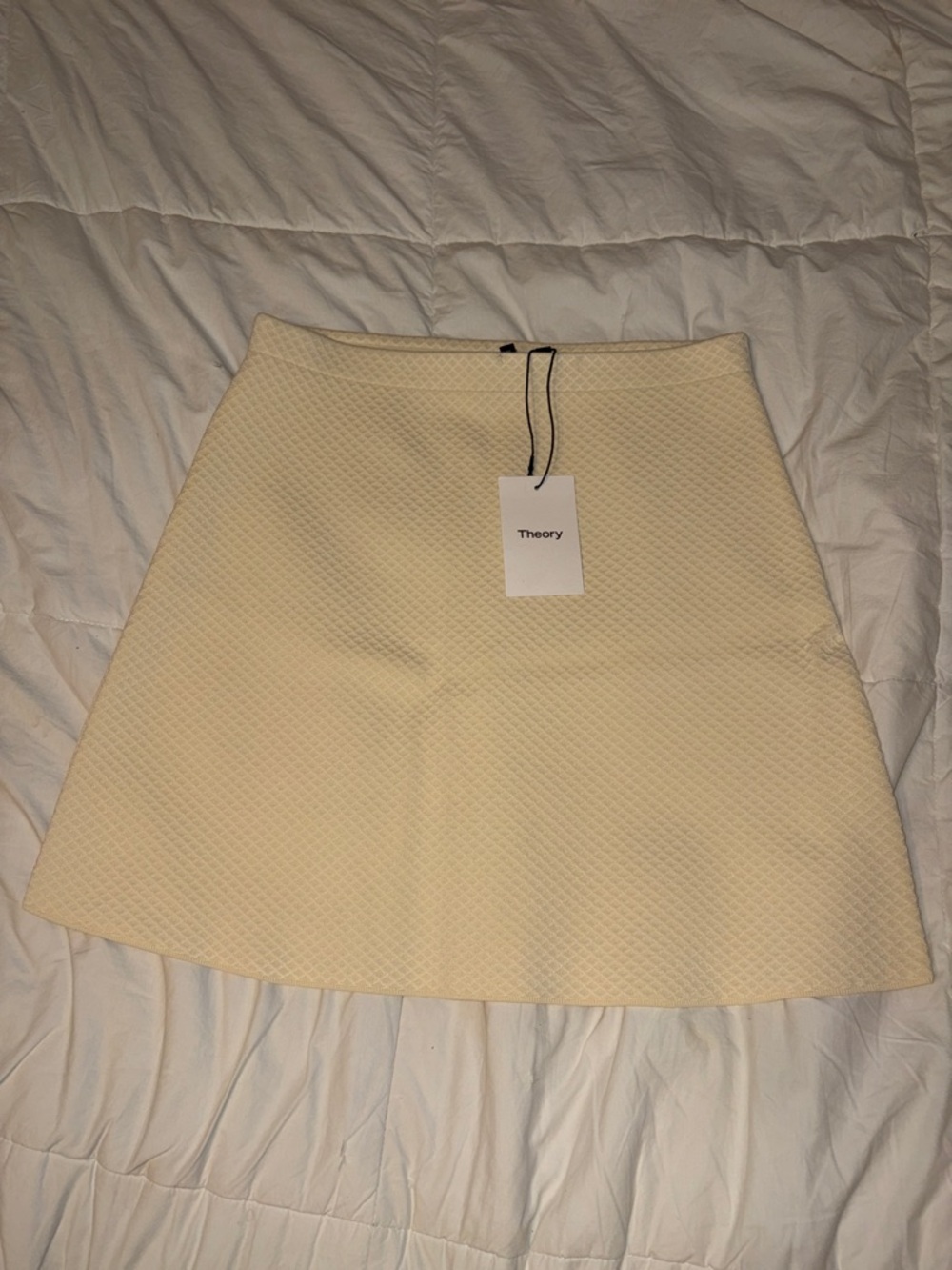 Theory Pale Cream A-Line Mini Skirt